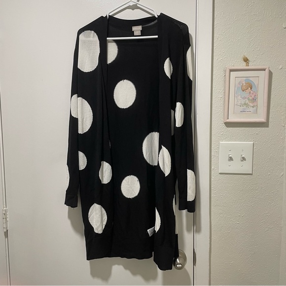 Chico's Sweaters - Chico’s Women’s Black and White Polkadot Cardigan